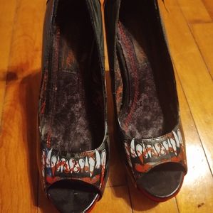 Iron fist black vampire peeptoe heels